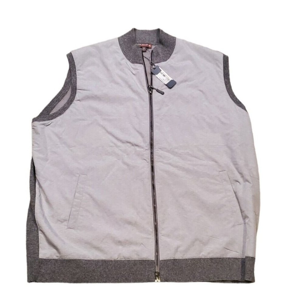 Peter Millar Golf Vest Crown Sport Mens Size XXL Gray 2X Full Zip Sweater New